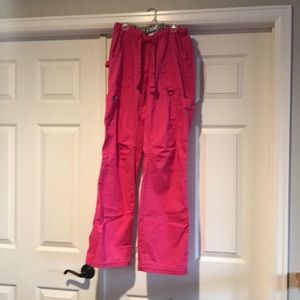 Koi Lindsey scrub pants in hot pink. Small TALL.